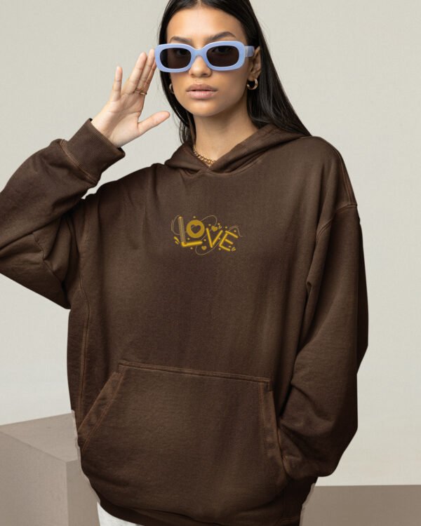 Bluza oversize z kapturem <br>LOVE edycja Gold <br>Haft, Efekt sprania